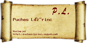 Puches Lőrinc névjegykártya